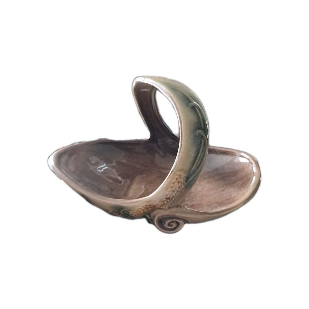 Vintage Hull Pottery Parchment & Pine Pattern Candy Nut Basket Dish USA 1950s